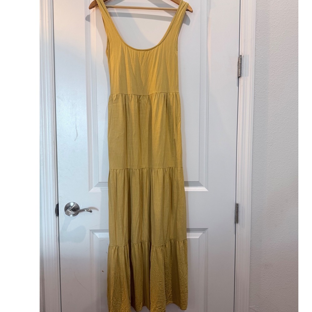 Lovestitch Mustard Yellow Tiered Maxi Dress Sleeveless I-72335W-R Small